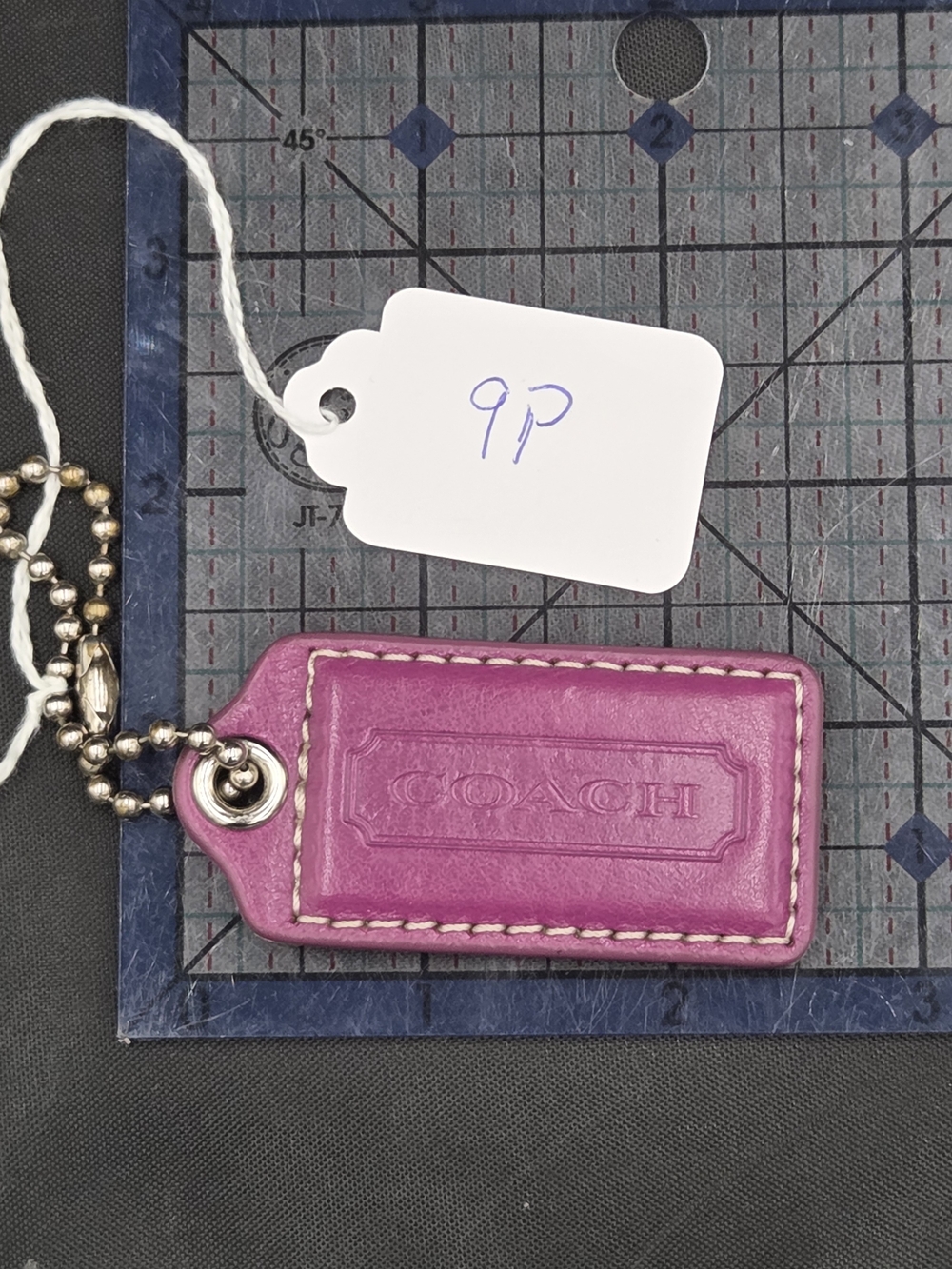 Coach Purple Leather Bag Tag Keychain